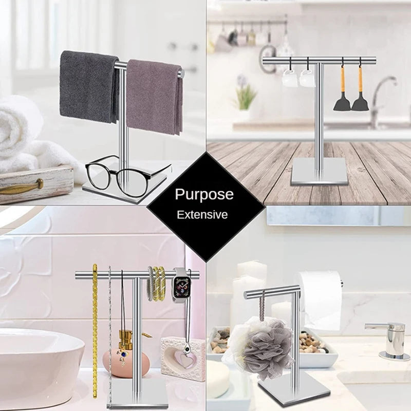 Hand Towel Holder Stand For Bathroom Vanity Stainless Steel Standing Towel Rack Stand Towel Bar For Bathroom -Silver Easy To Use