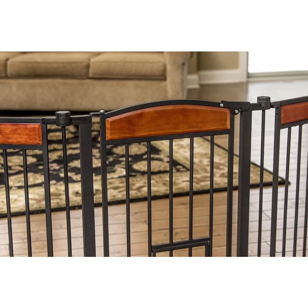 Dog fence, all steel design, durable and convenient, with walk-in door, including safety lock function and non-toxic finish