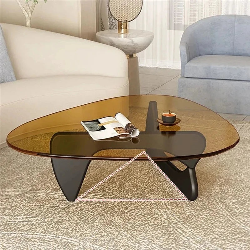 Nordic Tempered Glass Tea Table Home Living Room Side Table Solid Wood Leg Coffee Table Simple Balcony Tatami Corner Table 가구