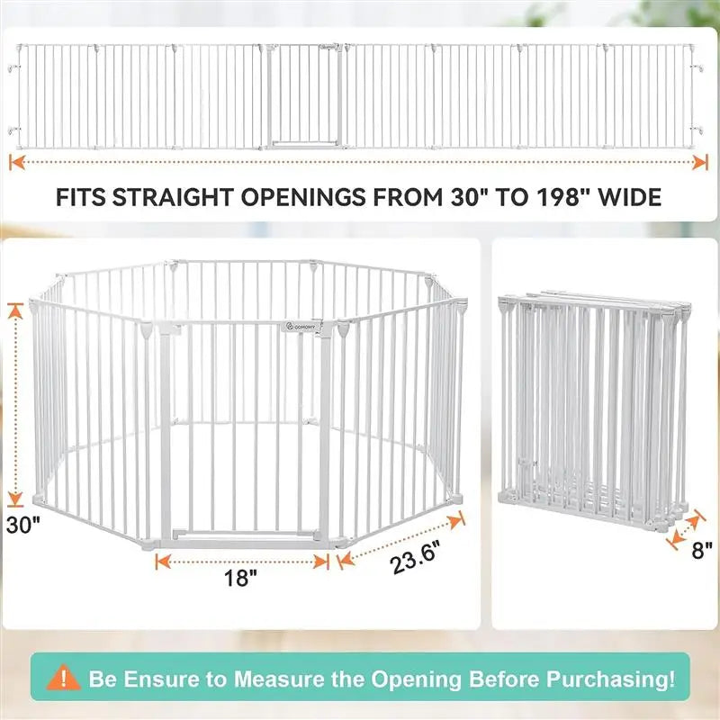 Wfs Fence,Folding Playpen,Dog Fence,Pet Gate Door,Fence, Extension Frame,Foldable,Indoor,Outdoor,8Panel,198",Extra Wide 30"