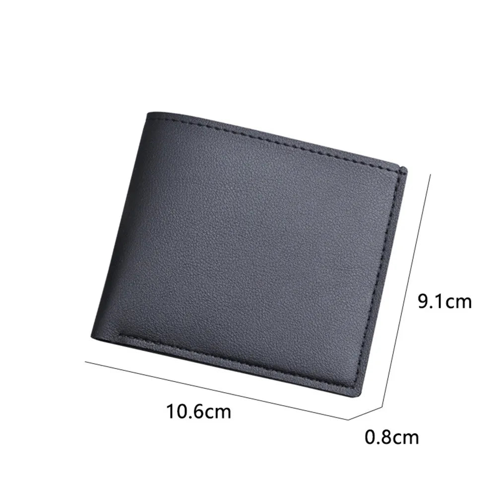 New Men Short PU Leather Wallet Simple Solid Color Thin Male Credit Card Holder Small Money Purses Business Foldable Wallet