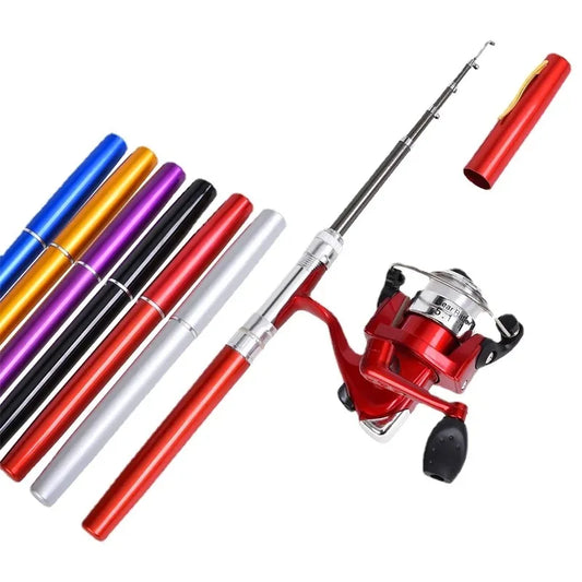 1/set Outdoor Portable Mini Pen Fishing Rod Telescopic Pocket Pen Fishing Rod Mini Fishing Pole Fishing Accessories