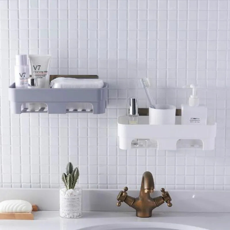 Free punching bathroom shelf vanity storage rack bathroom wall wall mount bathroom suction cup finishing shelf WF308922