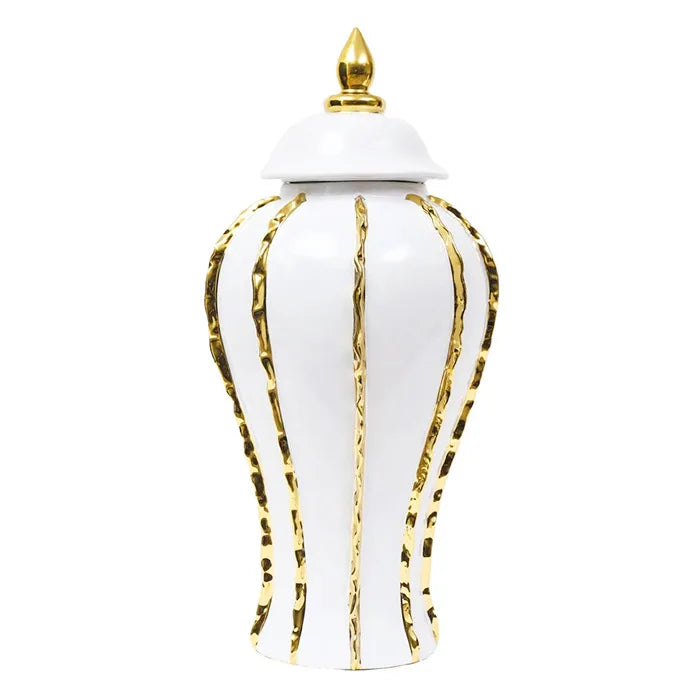 Upscale Gold Plated Ceramic Vase Home Accessories Decorative Jars European Classical Dining Table Decor Desktop Flower Vases