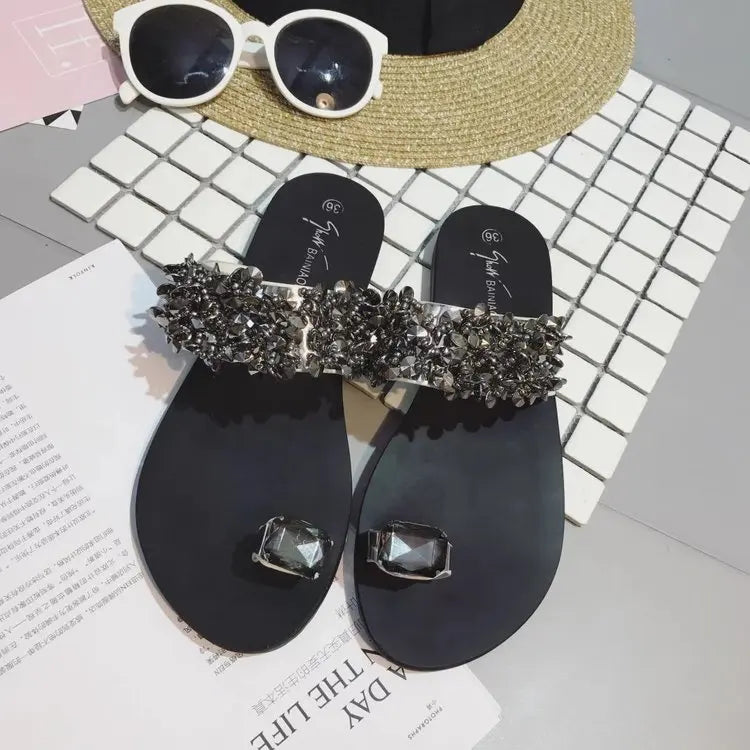 Slippers Women Shoes Summer sandals Beach Pineapple Flat Slippers Outside Slides Zapatos De Mujer Shining Crystal Ladies Shoes