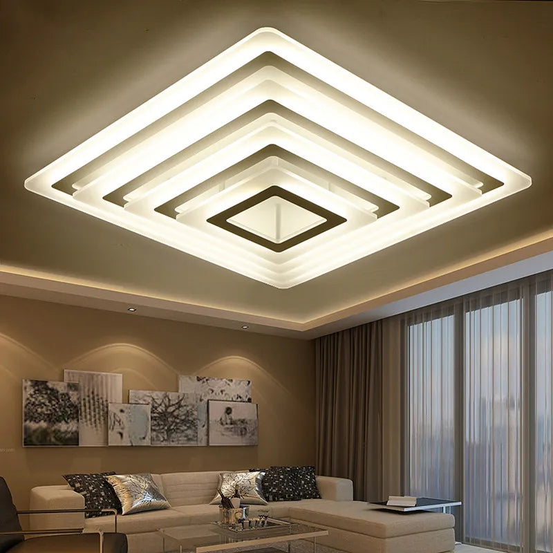 Modern Simple Square Dimmable Led Ceiling Lights Lustre Acrylic Metal Bedroom Led Ceiling Light Dining Room Celing Lighting Lamp