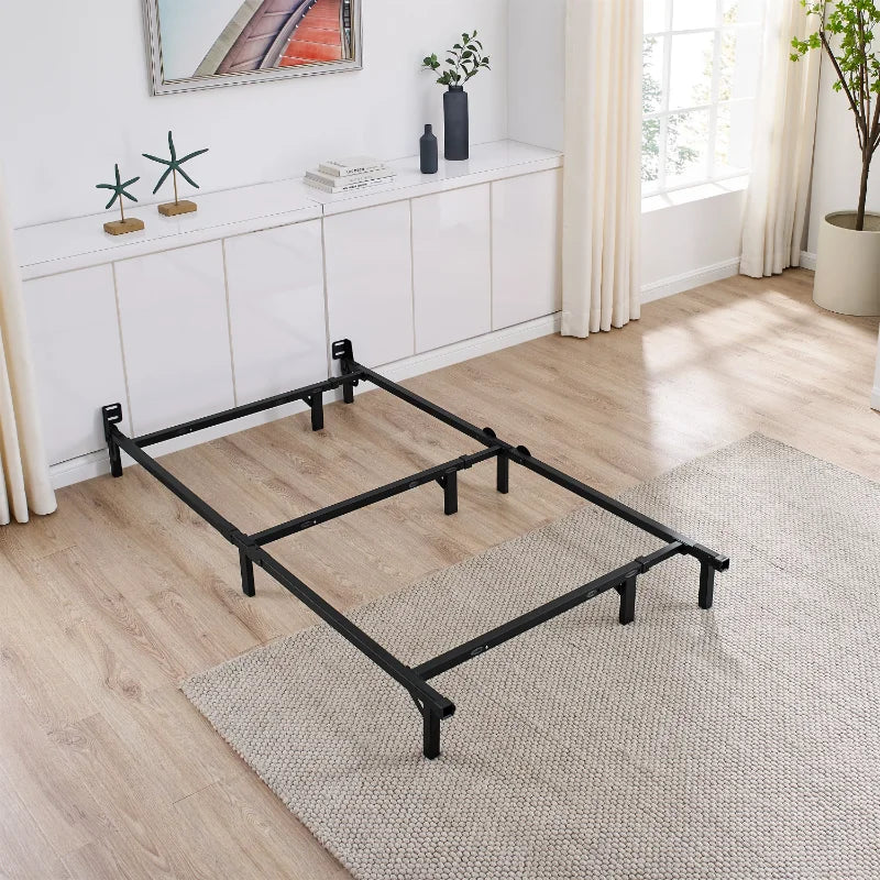 Mainstays 7" Adjustable Metal Bed Frame, Black, Adjusts Twin - Queen bedframe bedroom furniture