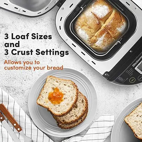 Gourmet EBM8103B Programmable Bread Maker Machine 3 Loaf Sizes, 19 Menu Functions Gluten Free White Wheat Rye French and more, 2