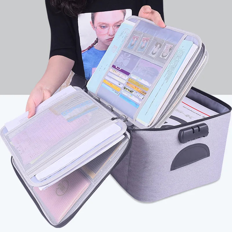 Document Organizer Briefcase A4 Folder Holder Men's Women's Bag Cover Purse Passport Home Safe Functional File Storage Case