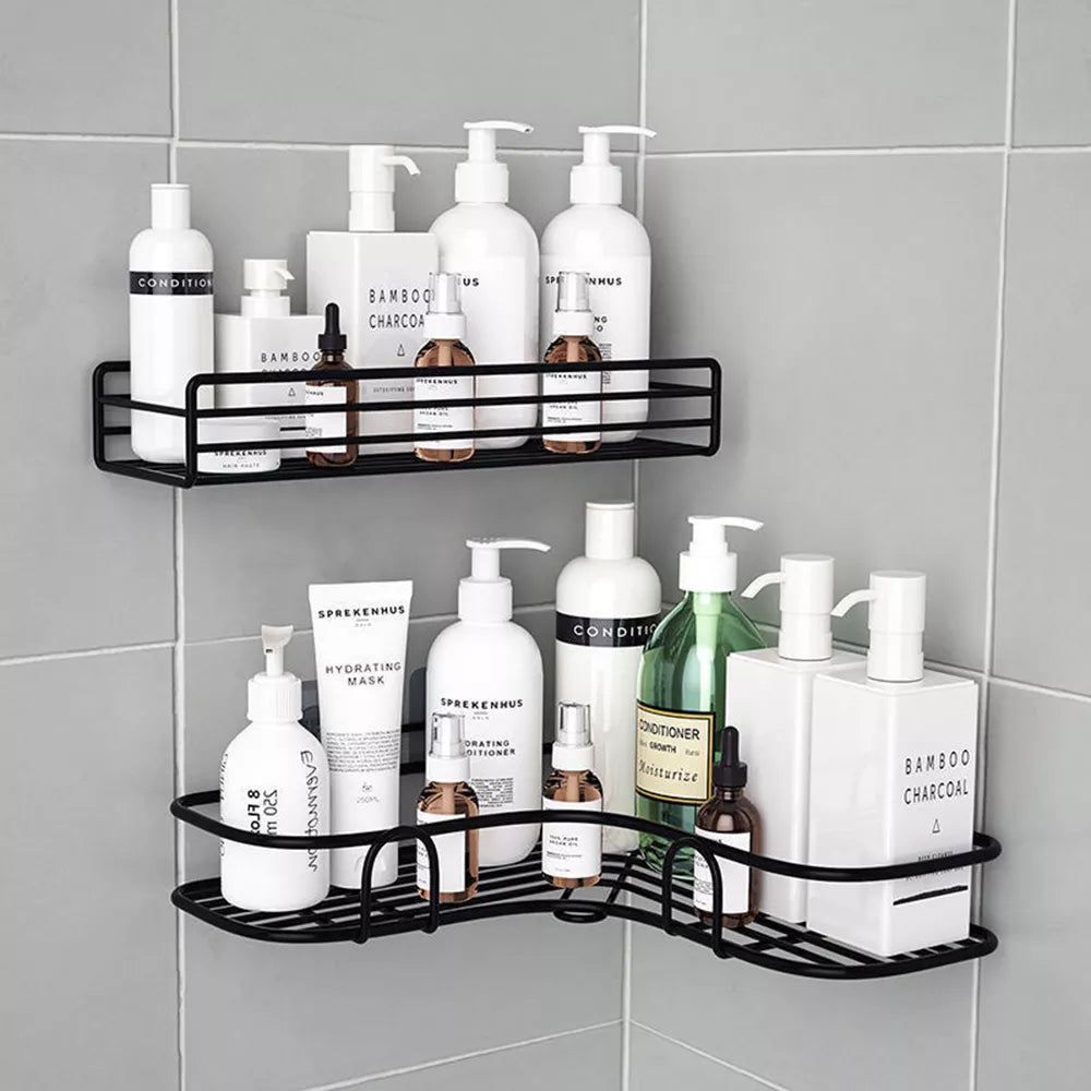 1/2PCS Bathroom Shelf Shower Wall Mount Shampoo Storage Holder With Suction Cup No Drilling Kitchen Storage Bathroom Accessories