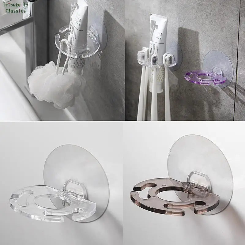 NEW Self-adhesive Wall Mount Toothpaste Dispenser Toothbrush Holder Storage Squeezer Shaver Holder Bathroom Shelves