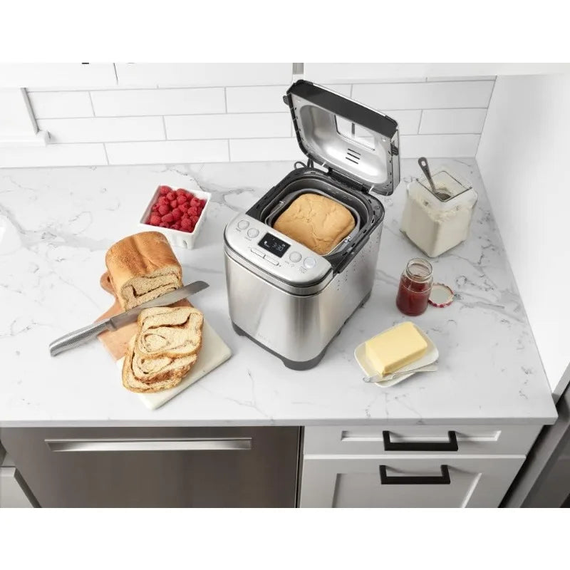 Bread Maker Machine, Compact and Automatic, Customizable Settings, Up to 2lb Loaves, CBK-110P1, Silver,Black