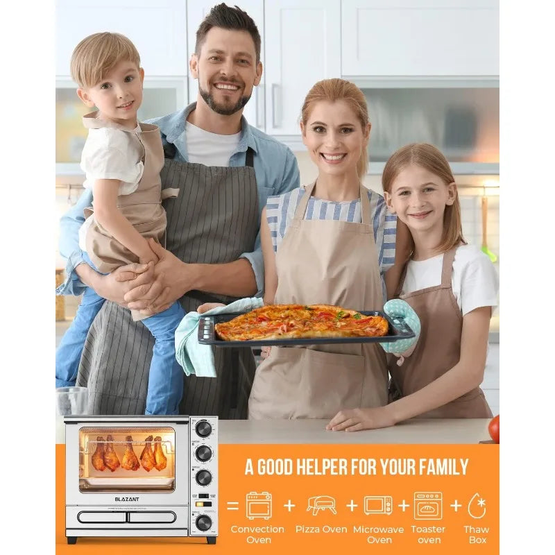 Toaster Oven Countertop, Dual Zone Toaster Oven Air Fryer Combo 29QT/28L Extra Large Capacity with 12 Inch Pizza Oven