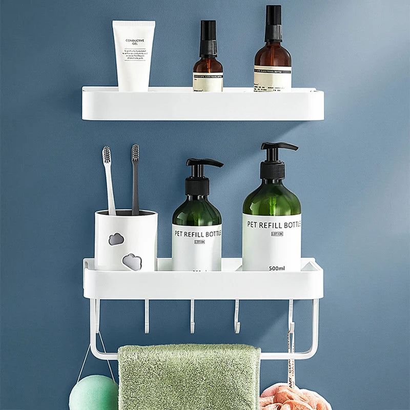 No Drill Bathroom Shelf Shelves Towel rack Shampoo Shower Storage Rack Holder Toilet Kitchen Organizer Bathroom Accessories