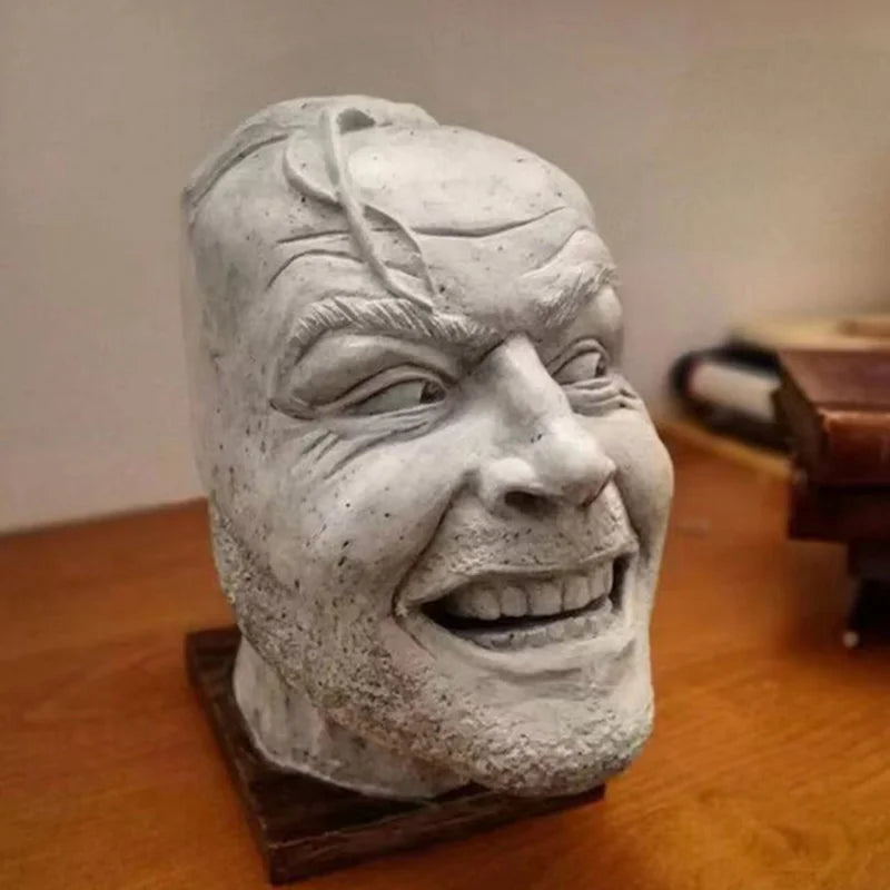 Sculpture of The Shining Bookend Library Here's Johnny Figurine Resin Craft Desktop Ornament Funny-face Book Shelf Statue Decor