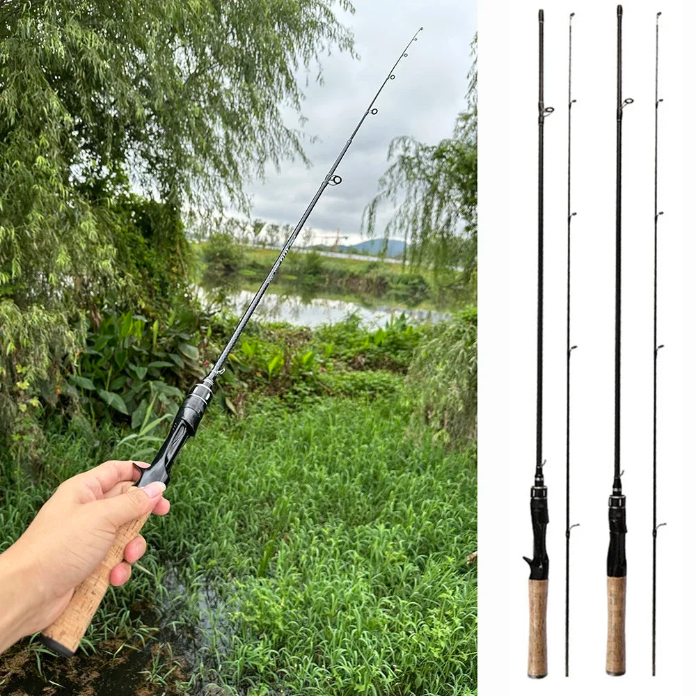 2Sections Lure Fishing Rod 1.68/1.8m Carbon Spinning Baitcasting Ceramic Guide Ring Lure Rod Lure 0.5g-8g Slow Action Ultralight