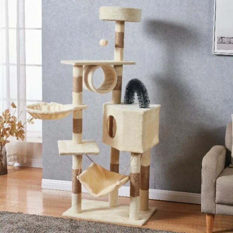 59inch Large Cat Tree for Cats Big Cat Tower with Cat Condo Cozy Plush Cat Perches Sisal Scratching Posts Hammocks Cat Scratch