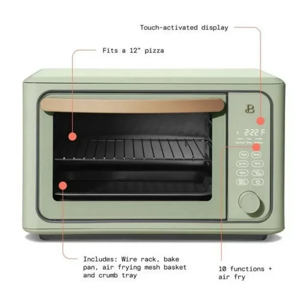 6 Slice Touchscreen Air Fryer Toaster Oven, Sage Green