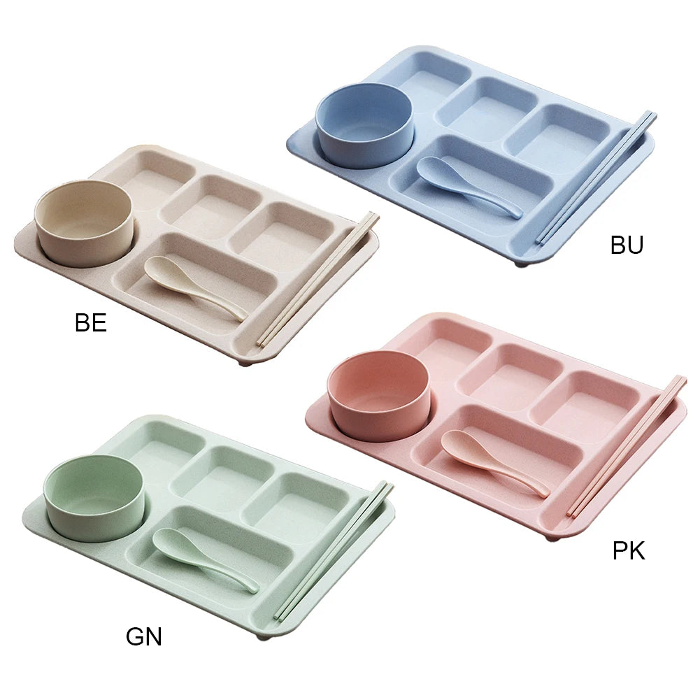 Fast Food Plate Student Meal Plate Divided Canteen Meal Plate Anti-fall Household Meal Plate Separation Plate Bowl Cup Set