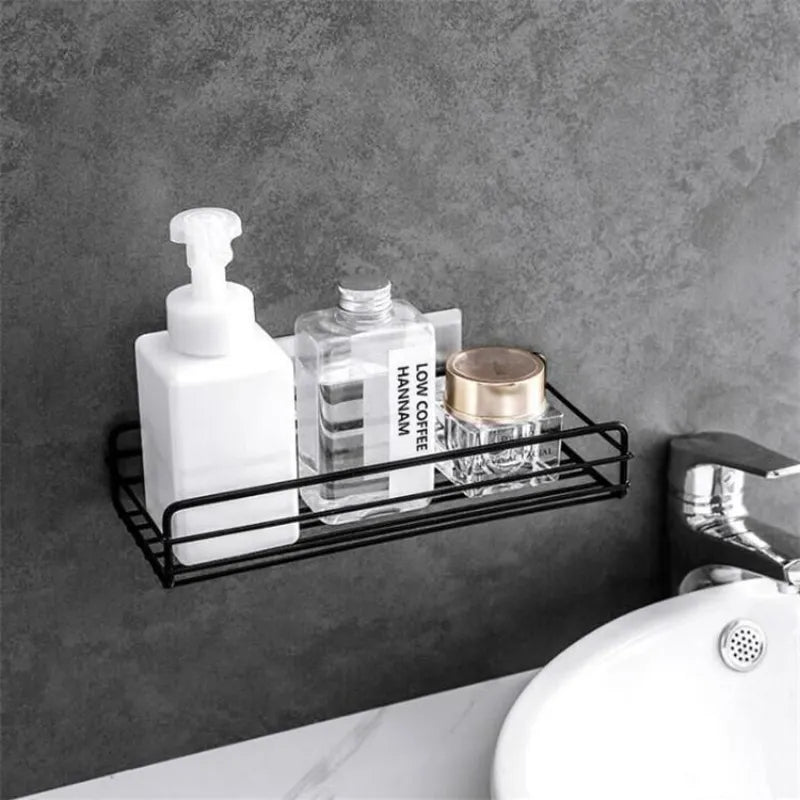 Japanese-style Wrought Iron Bathroom Shelf Wall-mounted Shower Gel Storage Rack Toilet Free Punch Toiletry Stand