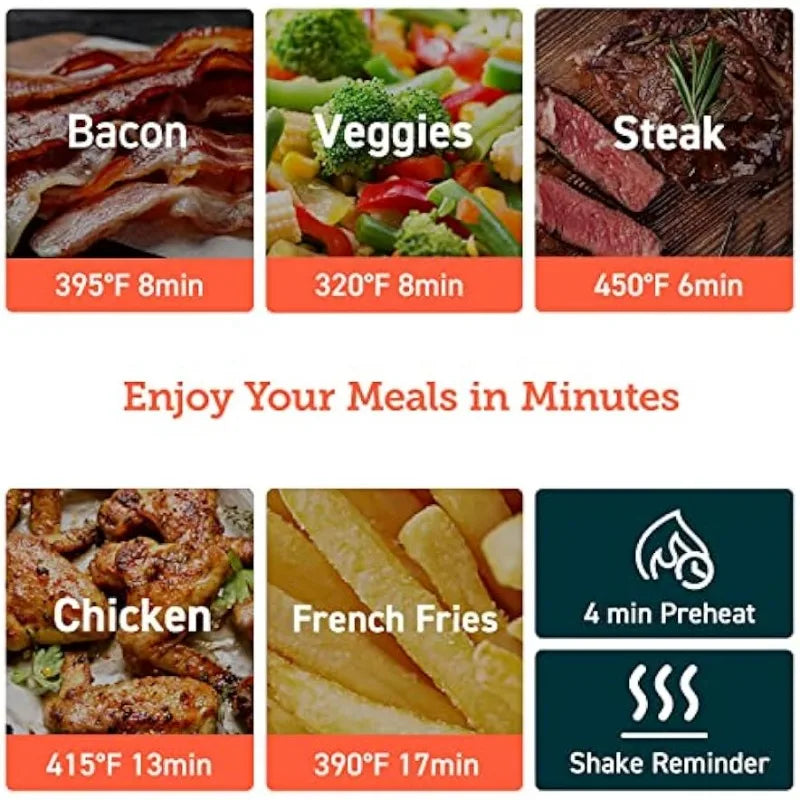 Air Fryer 4 Qt, 7 Cooking Functions Airfryer, 150+ Recipes on Free App, 97% less fat Freidora de Aire, Dishwasher-safe