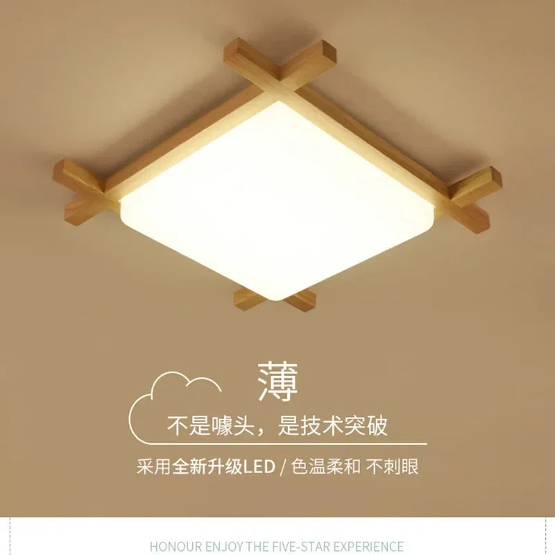 Nordic LED Wooden Ceiling Lights In Square Shape lamparas de techo For Bedroom Balcony Corridor Kitchen Lighting Fixtures