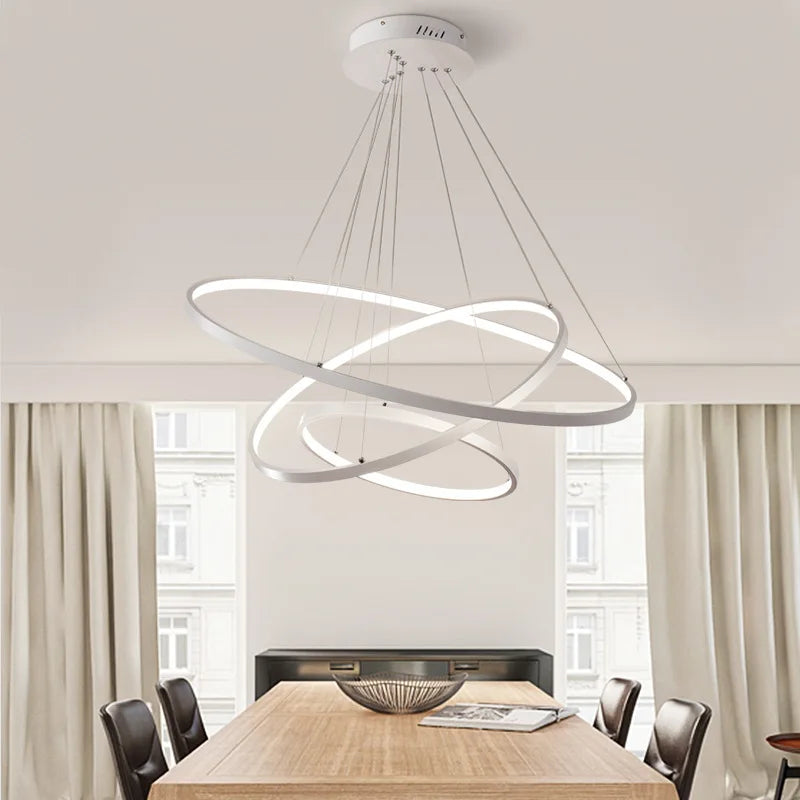 Modern Led Chandelier 40/60/80cm Rings Chandelier Lighting Lustre Ring Lights living room decoration bedroom light fixtures