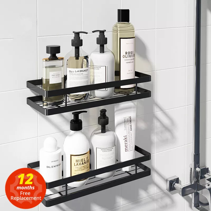 Tuqiu Bathroom Shelf Bathroom Storage Holder SUS 304 Bath Shower Shelf Black Bath Shampoo Holder Basket Holder Corner shelf