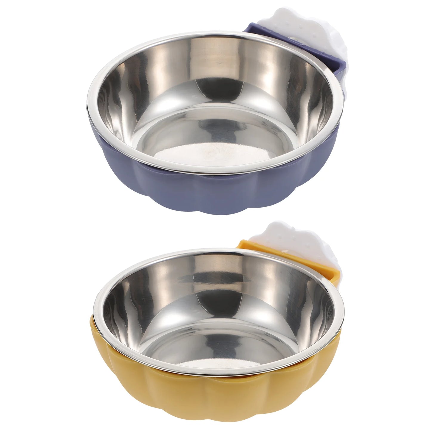 2 Pcs Kennel Dog Bowl Rabbit Stainless Steel Water Dispenser Pet Feeding Cat Food Bowls Cage Feeder Container