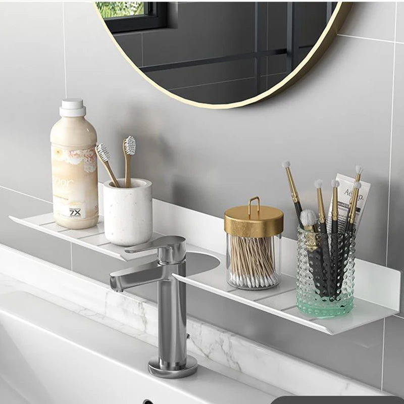 White Bathroom Shelf Bath Shower Shelf  No Drill Bathroom Corner shelf Wall Mounted Bathroom AccessoriesBath Storage Rack