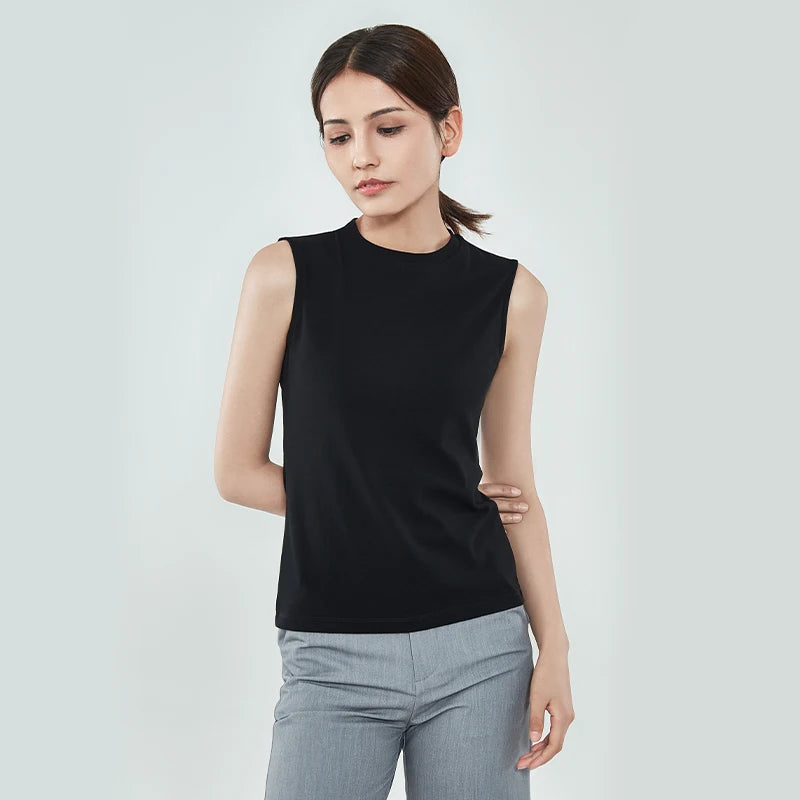 Women Clothing Sleeveless Turtleneck Women's T-shirt Flower Prined Mesh Woman Top Spring Summer Tops For Women