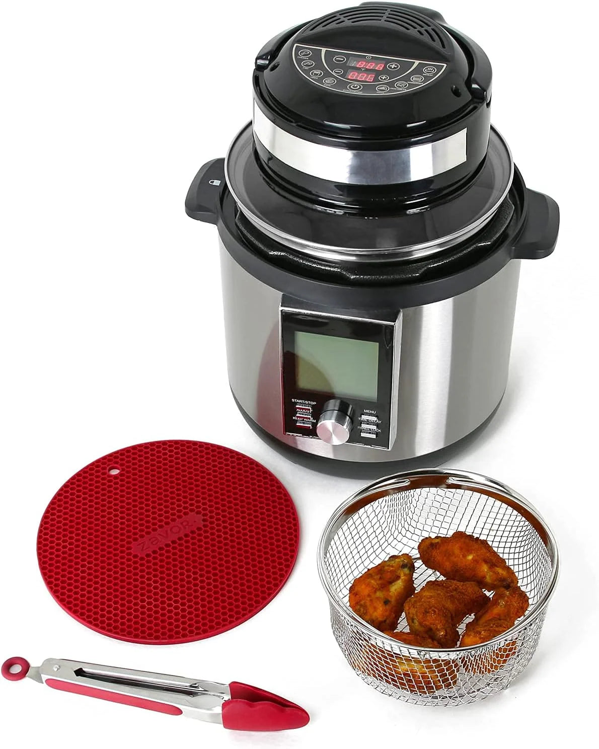 in 1 Air Fryer Lid for 6Qt & 8Qt Stovetop Pressure Cookers, Multicookers, Instant & Stock Pots | with Accessories  Stain