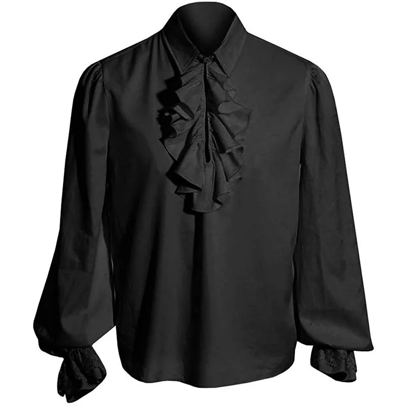 Wepbel Vampire Men Shirts Tops Loose Renaissance Victorian Steampunk Ruffled Shirt Tops Medieval Halloween Costume Clothing Tops