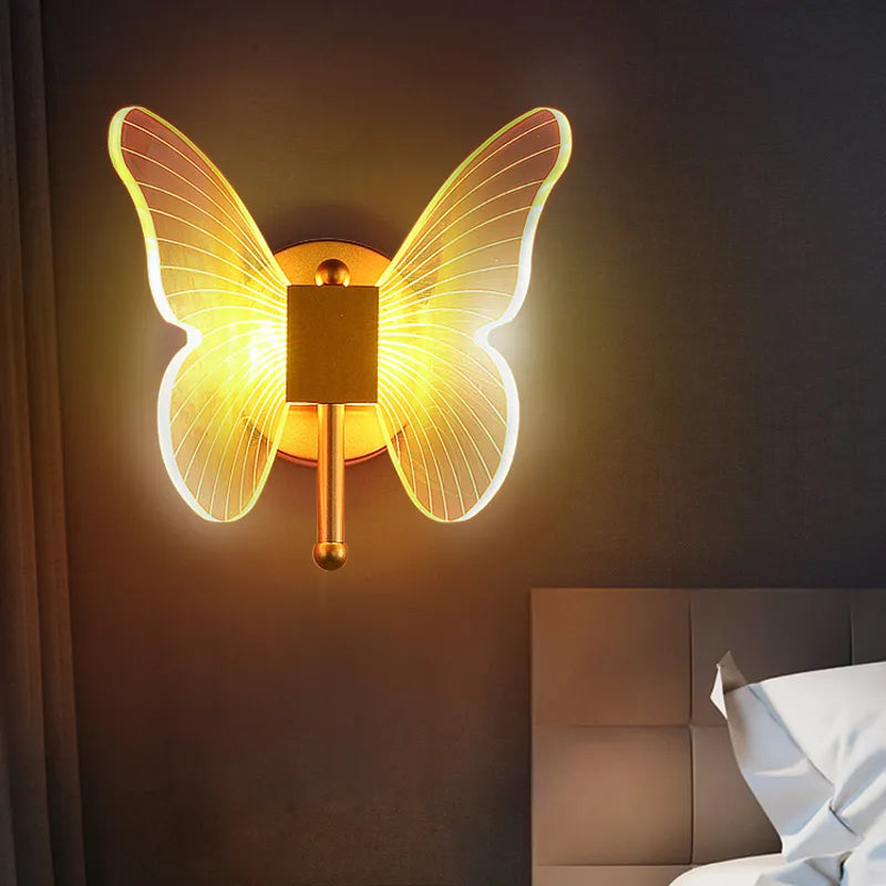 Butterfly Style LED Chandelier Pendant Lights Bedroom Bedside Background Acrylic Hanging Lamps Home Decor Celing Fixtures Lustre