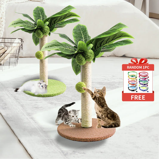 Cat Scratching Post for Kitten Cute Green Leaves Cat Scratching Posts with Sisal Rope Indoor Cats Posts Cat Tree Pet Products