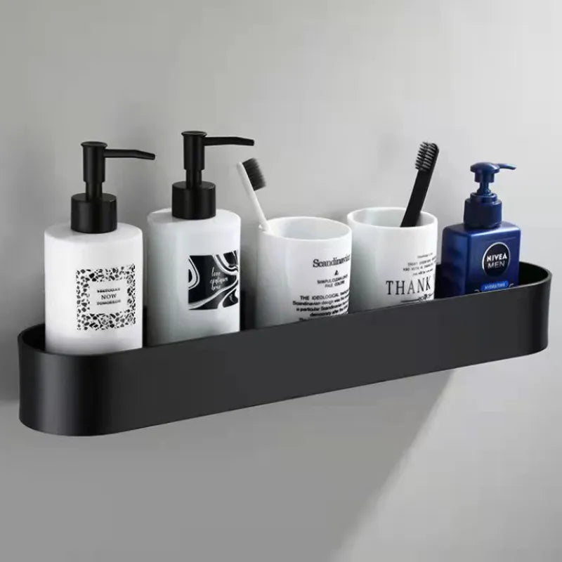 Wall Shelf Kitchen Towel Holder Bathroom Shelf Rack Shower Storage Basket Kitchen Organizer Metal Nail-free installation