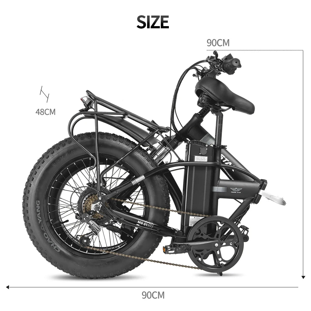 Ridstar E20 Folding Electric Bicycle 1000W 48v 14AH Fat Tire Ebike Mountain 20 Inch Electric Bikes Beach Cycling With Back Seat