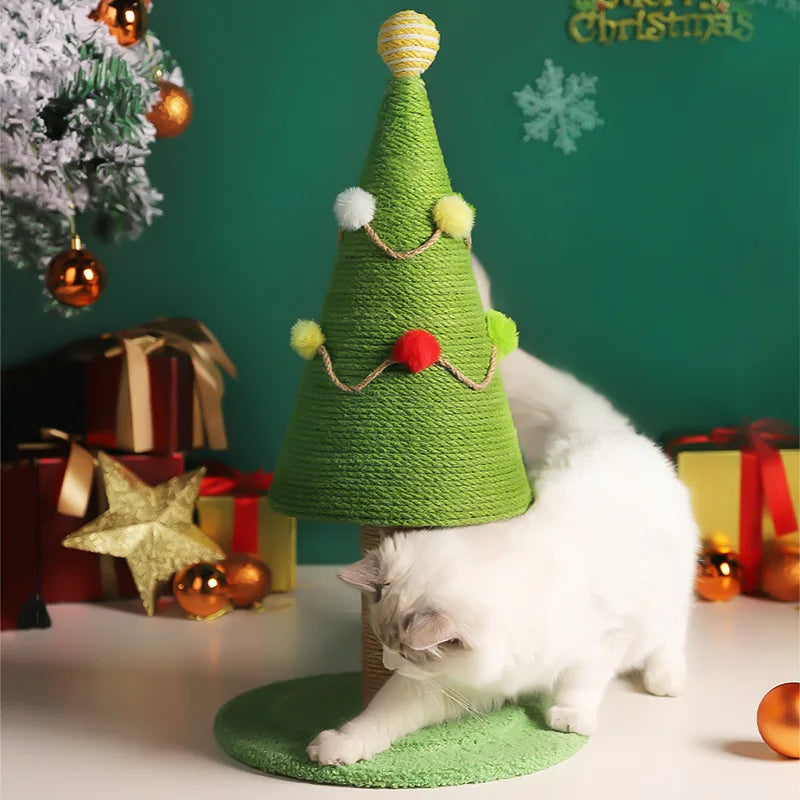 Christmas Tree Cat Climbing Frame Tool Sisal Cat Scratcher Column Grinding Paws Pet Scratching Board Furniture Christmas Decor