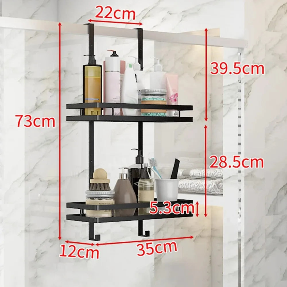 Hanging Bath Shelf Storage No Drill Basket Holder Single Double Layer Shower Shampoo Shelf Stainless steel Bathroom Accessories