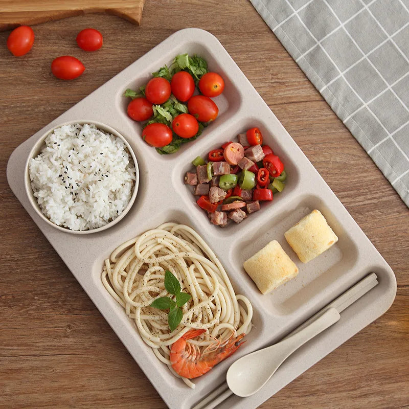 Fast Food Plate Student Meal Plate Divided Canteen Meal Plate Anti-fall Household Meal Plate Separation Plate Bowl Cup Set