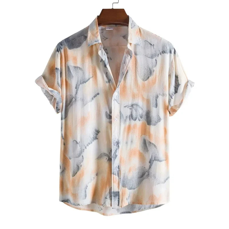 Men Clothing 2022 Summer New Men's Short-sleeved Shirt Leaves Casual Shirt Hawaiian Short-sleeved Shirt Men's Shirt