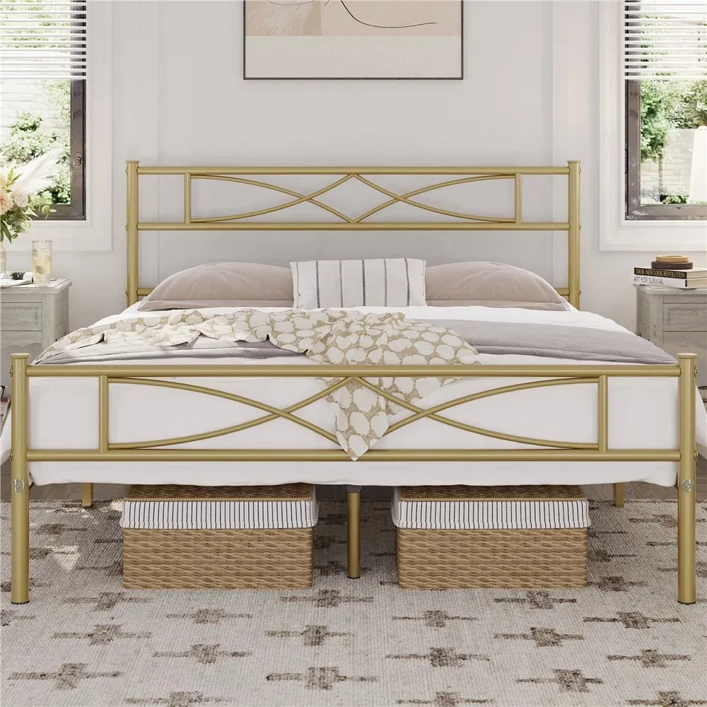 Queen Bunk Bed Set Julian Curved Design Metal Bed Daybed Antique Gold Mattresses Bedroom Beds & Furniture Bedframe Frame Frames