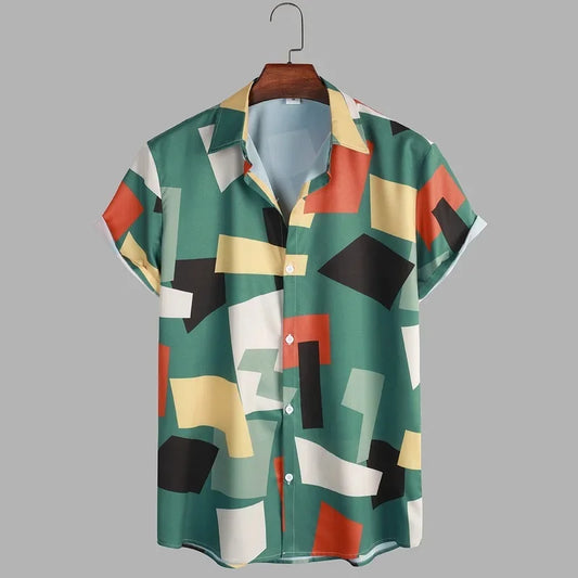 Men Clothing 2022 Digital Printing Men's Shirts Summer New Geometric Shirts Men's Casual Shirts Short Sleeves