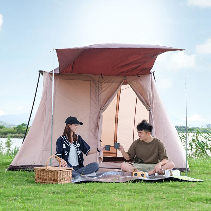 Spring Tent For 4 People Luxury Family Camping Tent Oxford Cloth Ridge Tent Folding Tent Hands Up Tent Easy To Build Beautiful