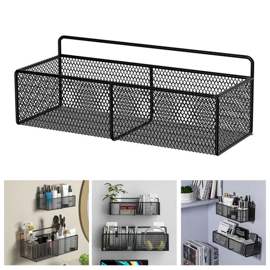 Bathroom Shelf Metal Mesh Dorm Bedside Hanging Basket Shower Storage Rack Wall Mounted Organizer Holder Kitchen Accessories