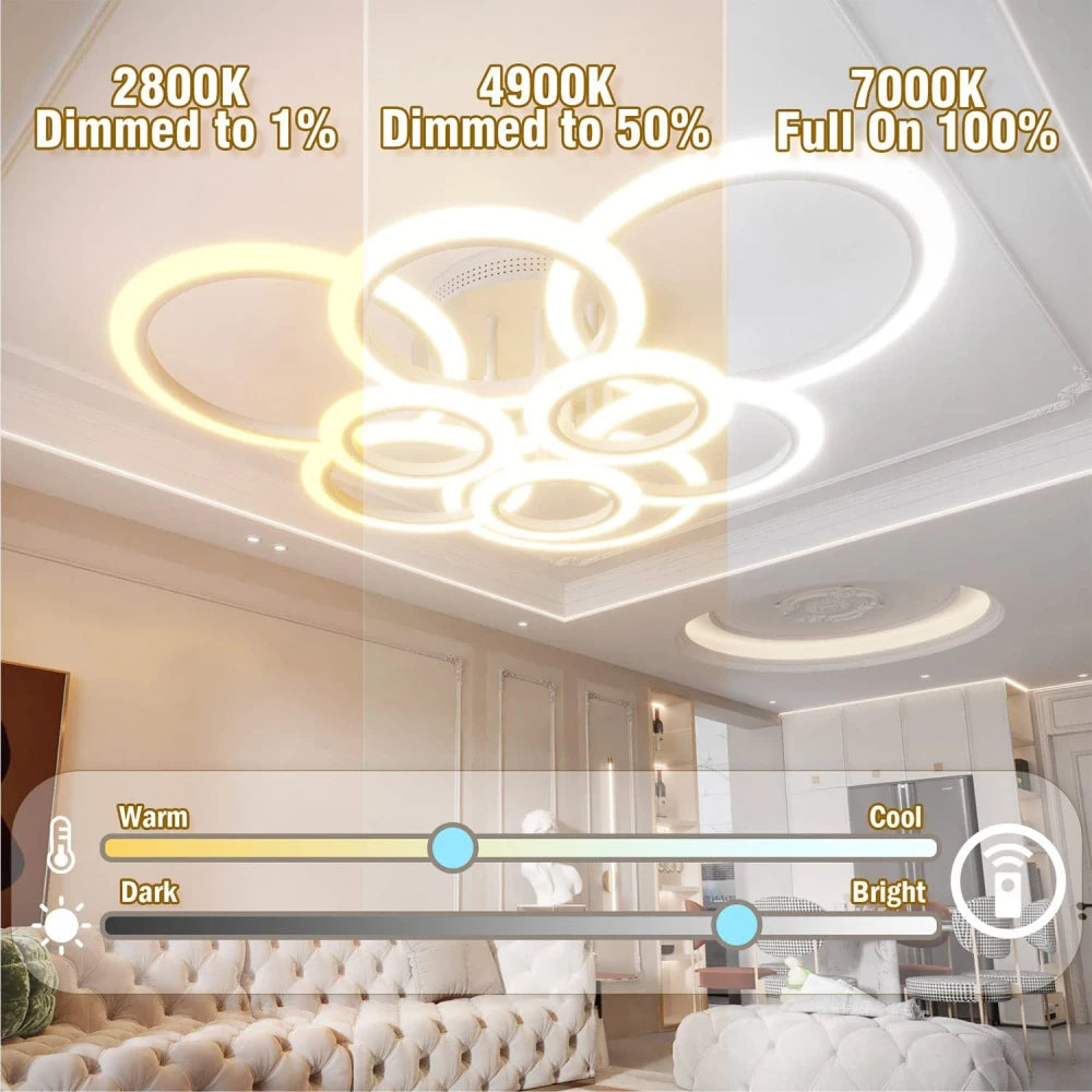 Led Ceiling Light Chandelier Ring Pendats Lights Square Lamp Dimming Remote Control Indoor Lighting Fixture Bedroom Living Room