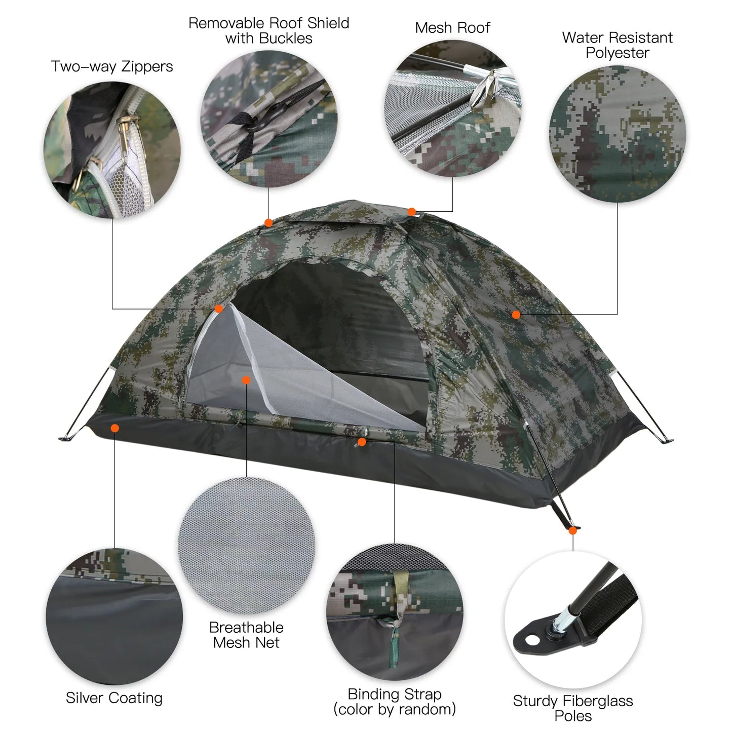 Ultralight Camping Tent Portable Tent Outdoor UPF 30+ Anti-UV Coating Beach Tent for Hiking Fishing Picnic Backpacking