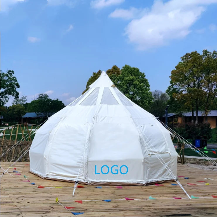 desert tenda outdoor bell tied resort lotus tent 4M 5M 6M cotton canvas yurt luxury family glamping lotus tents for camping