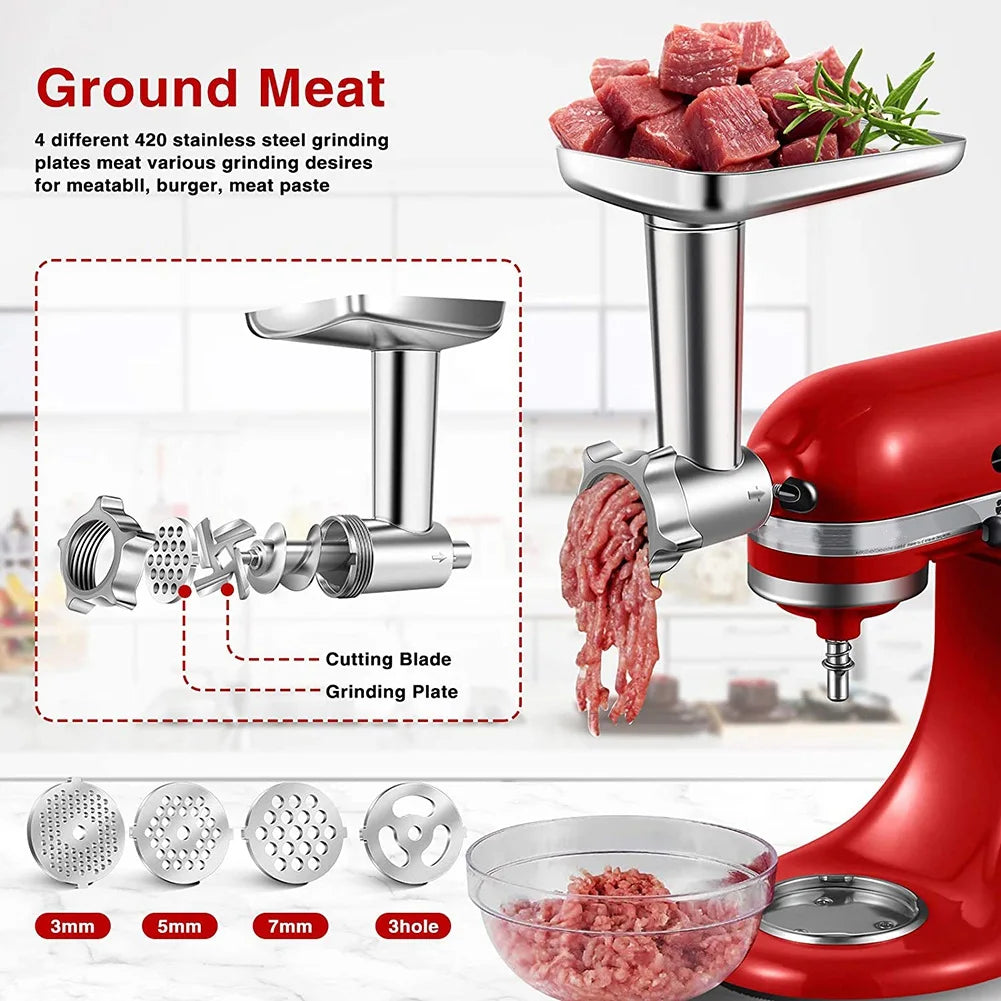 1 Set Metal Food Grinder Attachment for KitchenAid Stand Mixers Meat Grinder Attachment Included