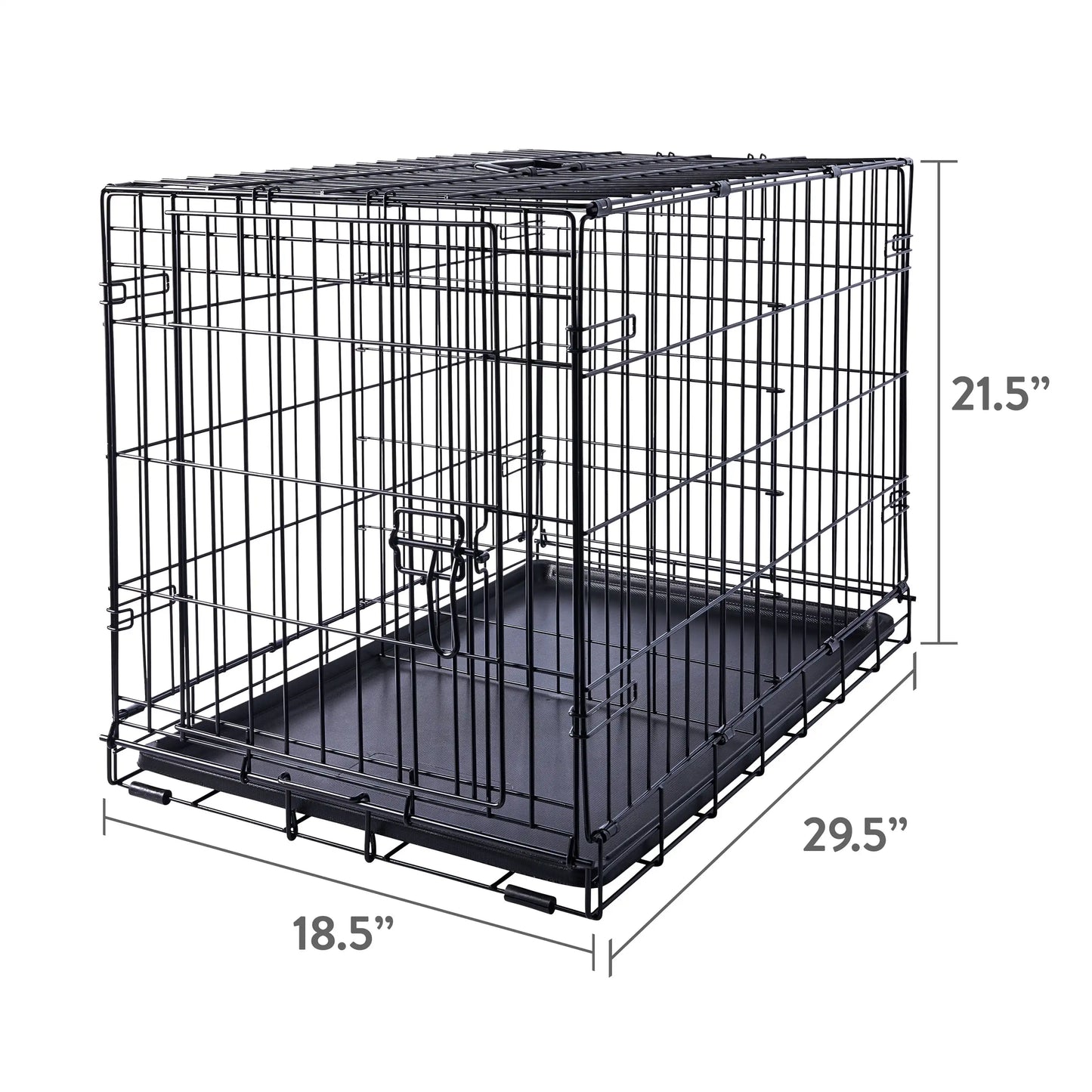 Single Door Folding Metal Wire Dog Crate with Divider and Tray, Black, 30"